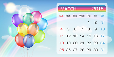 calendar of MARCH 2018のイラスト素材