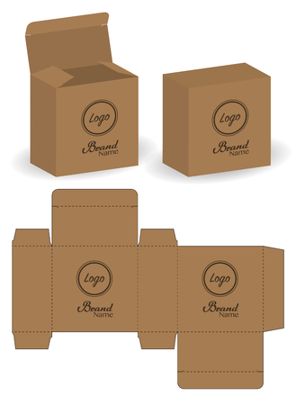 Package box die cut with 3d mock upのイラスト素材