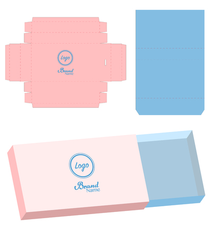 Slide box die cut mock up template vector.のイラスト素材