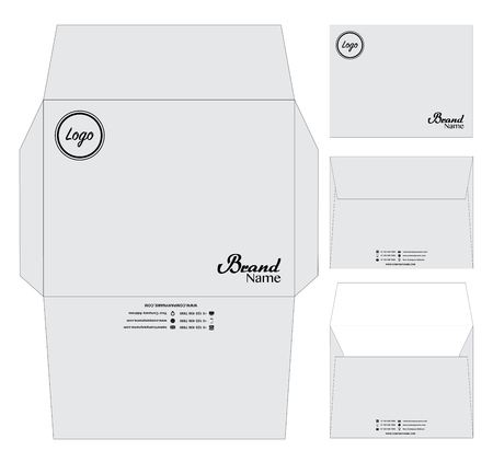 envelope die cut mock up template vectorのイラスト素材