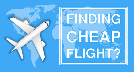 A finding cheap flight with airplane on world mapのイラスト素材