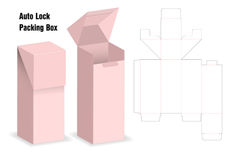 package box die cut with 3d mock up with auto lockのイラスト素材