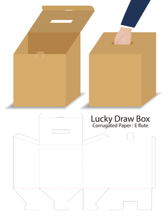 lucky draw box 3d mockup with dielineのイラスト素材