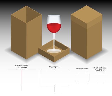 rigid box for wine glass mockup with dielineのイラスト素材