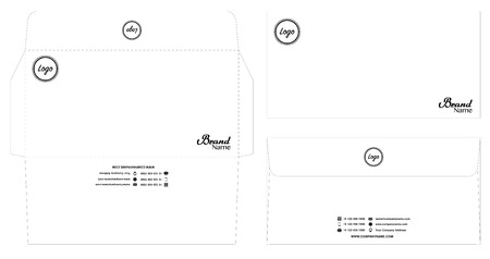 white envelope template mockup with dielineのイラスト素材