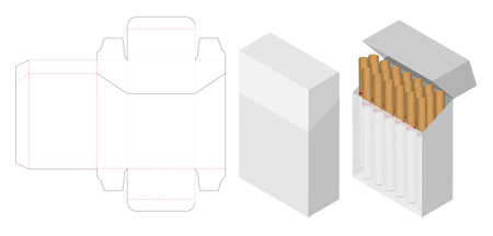 cigarette box 3d mockup with box dielineのイラスト素材