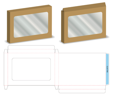 box with plastic window mockup with dielineのイラスト素材