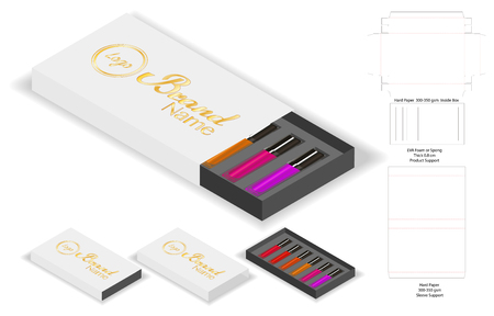 paper box shape for lipsticks package dielineのイラスト素材