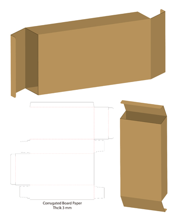 corrugated package box die cut with 3d mock upのイラスト素材