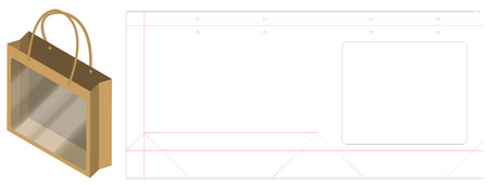 paper bag with plastic window  packaging die-cutのイラスト素材