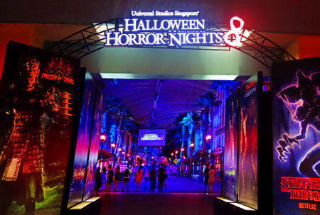 SINGAPORE - 16 OCTOBER 2018 : Universal Studio Halloween Horror Night 8th event, this festival opening at nights of October to challenge your courage.のeditorial素材