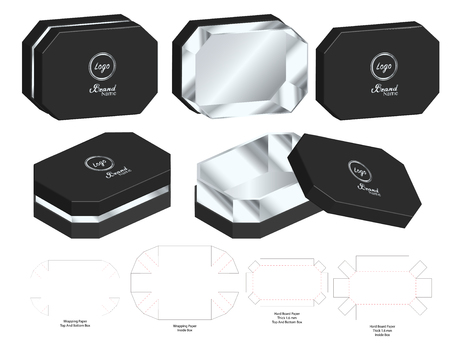 Box packaging die cut template design. 3d mock-upのイラスト素材