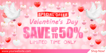 Valentines Day Shopping Sale greeting card bannerのイラスト素材
