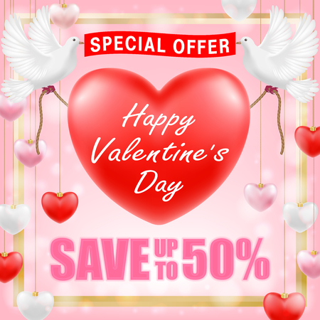 Valentines Day Shopping Sale greeting card bannerのイラスト素材