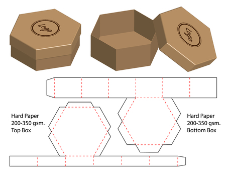 Box packaging die cut template design. 3d mock-upのイラスト素材
