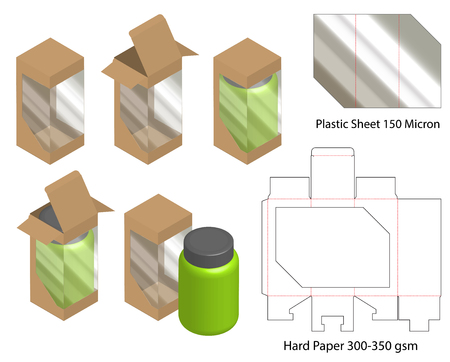 Box packaging die cut template design. 3d mock-upのイラスト素材