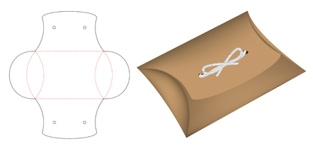 Pillow pack box die-cut template mockup 3dのイラスト素材