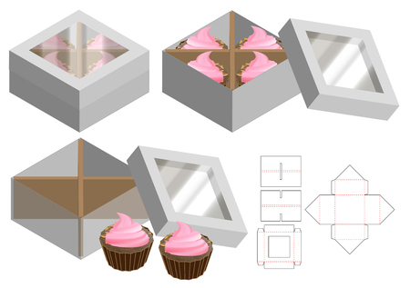 Box packaging die cut template design. 3d mock-upのイラスト素材