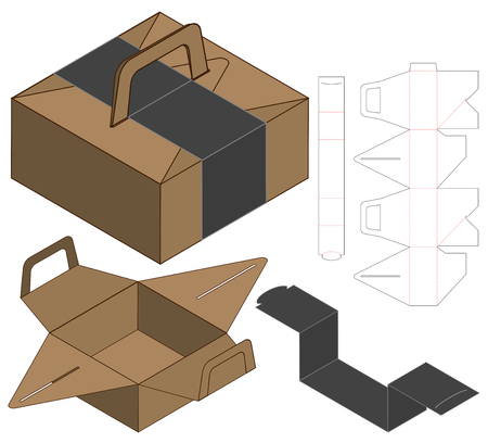 Box packaging die cut template design. 3d mock-upのイラスト素材