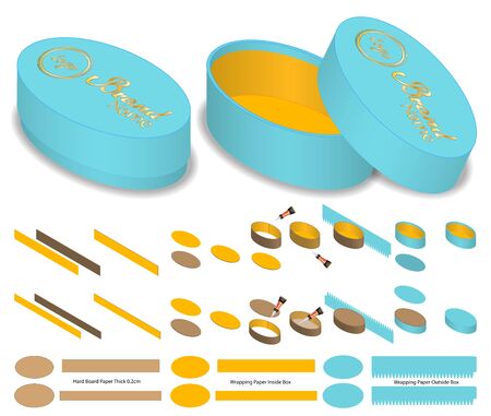 Box packaging die cut template design. 3d mock-upのイラスト素材