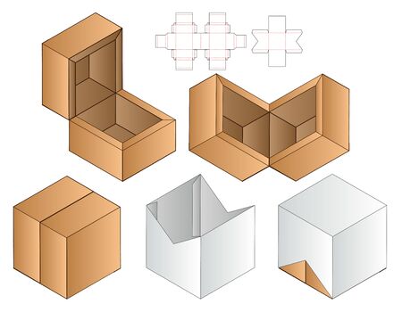 Box packaging die cut template design. 3d mock-upのイラスト素材