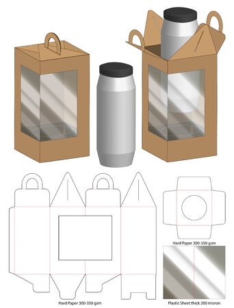 Box packaging die cut template design. 3d mock-upのイラスト素材