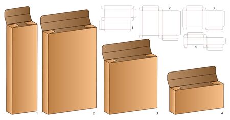 Box packaging die cut template design. 3d mock-upのイラスト素材