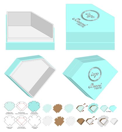Box packaging die cut template design. 3d mock-upのイラスト素材