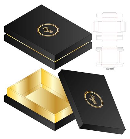 Box packaging die cut template design. 3d mock-upのイラスト素材