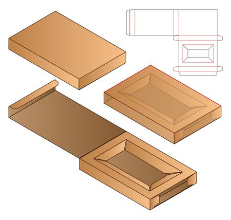 Box packaging die cut template design. 3d mock-upのイラスト素材