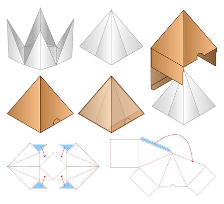 Pyramid box packaging die cut template designのイラスト素材