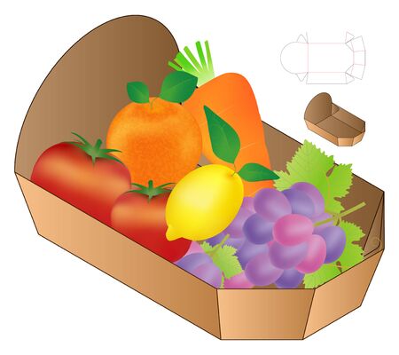 Box packaging die cut template design. 3d mock-upのイラスト素材