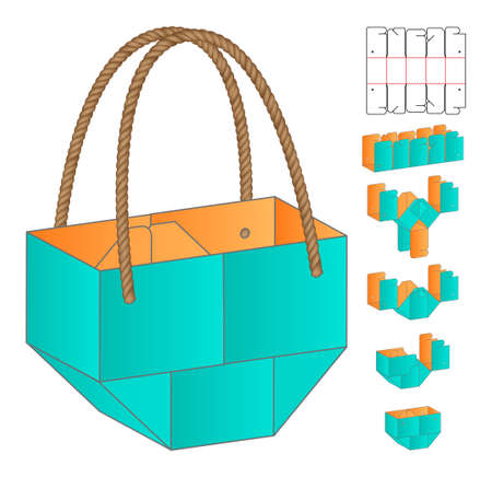 Box packaging die cut template design. 3d mock-upのイラスト素材
