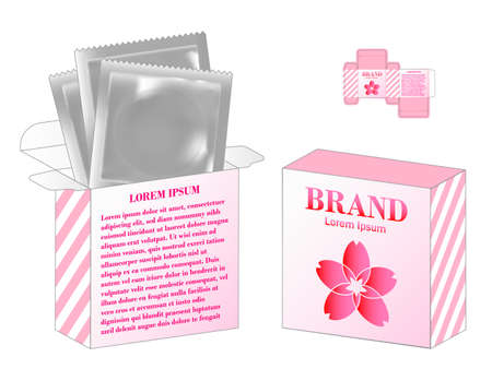 Box packaging die cut template design. 3d mock-upのイラスト素材