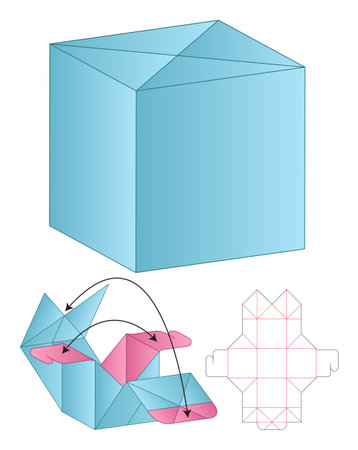 Box packaging die cut template design. 3d mock-upのイラスト素材