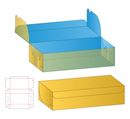 Box packaging die cut template design. 3d mock-up vectorのイラスト素材