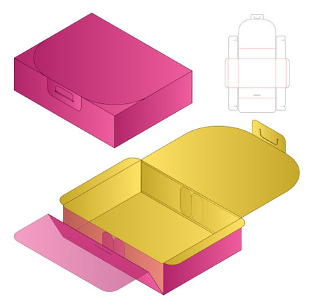 Box packaging die cut template design. 3d mock-up vectorのイラスト素材