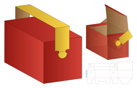 Box packaging die cut template design. 3d mock-up vectorのイラスト素材