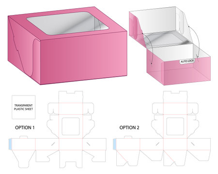 Pink Foldable Box with Transparent Window and DieCut Packaging Templatesのイラスト素材
