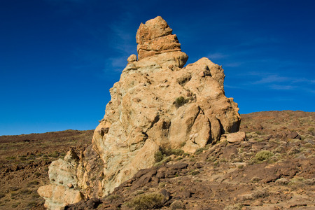 Pinnacle of volcanic breccia near El Teide, Tenerifeの写真素材