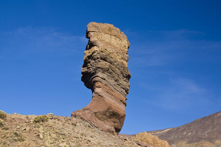 Roque Cinchado is a volcano-sedimentary erosional remnant in the vicinity of El Teide in Tenerifeの写真素材