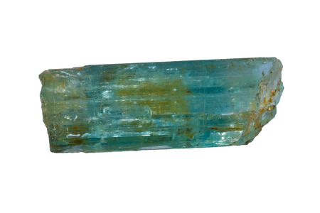 Light blue variety of beryl is also known as a gemstone aquamarine. Width of sample 5 cm.の写真素材