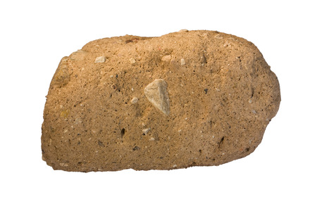 Till is a clayey poorly sorted mixture of sedimentary particles left behind by a glacier. Tillite is a lithified till. Width of sample is 10 cm.の写真素材