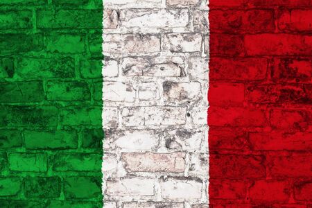 flag of italy graphic on brick backgroundの写真素材