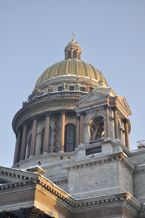Dome of the Isaakievsky cathedral in the winter evening  St -Petersburg の写真素材