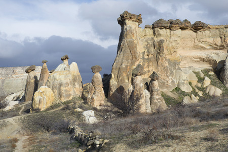 Cloudy January day in the mountains of Cappadocia. Turkeyの写真素材