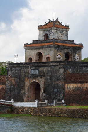 Tower of the citadel of Hue of the cloud by day. Vietnamのeditorial素材