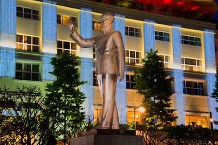 The Ho Chi Minh monument in night illuminationのeditorial素材