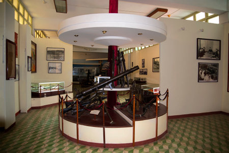 DA NANG, VIETNAM - JANUARY 06, 2016: Stand with light infantry weapons in one of the halls of the Museumのeditorial素材