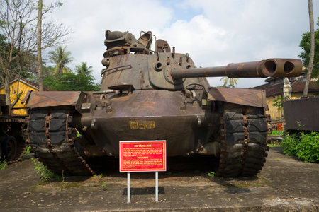 HUE, VIETNAM - JANUARY 08, 2016: The American M48 tank in the Museum of hue city, Tank downed during the Vietnam warのeditorial素材